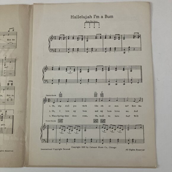1930s Vintage Sheet Music Hallelujah I’m a Bum Andrew Sisters Crosby Nelson Eddy - Picture 16 of 16